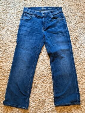 7 For All Mankind Austyn Relaxed Straight Jeans Blue Wash Stretch 29 Made in USA